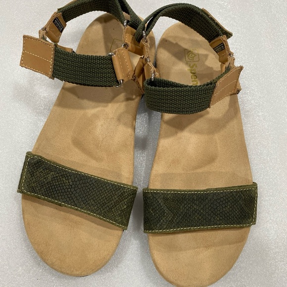 Spenco Tamara Reptile Embossed Adjustable Straps Olive Green Sandals Size 8 - Picture 4 of 11